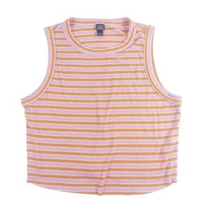 Wild Fable Target Pink Orange White Striped Stretchy Cropped Tank Top Size Large